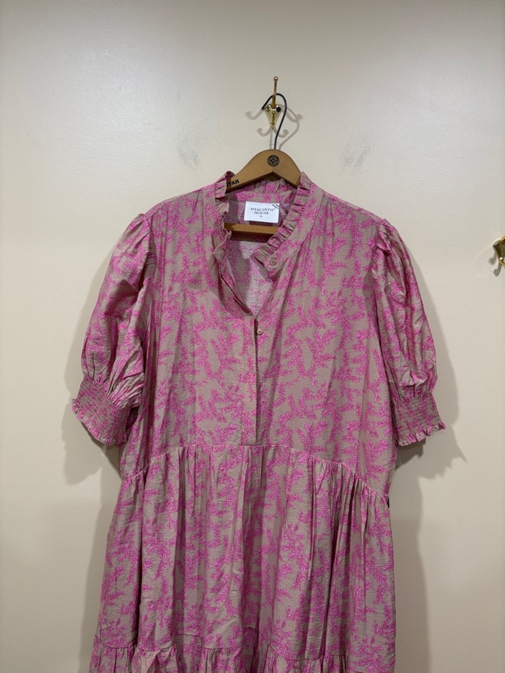 NWT Tuckernuck Hyacinth House Tan & Pink Vines Bennett Maxi Dress Size X-Large - Picture 9 of 15